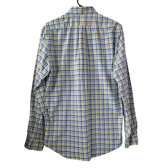 Ralph Lauren Men Sz M Classic Fit Yellow Blue Check Button-Down Shirt Flesh Pony - Picture 3 of 15